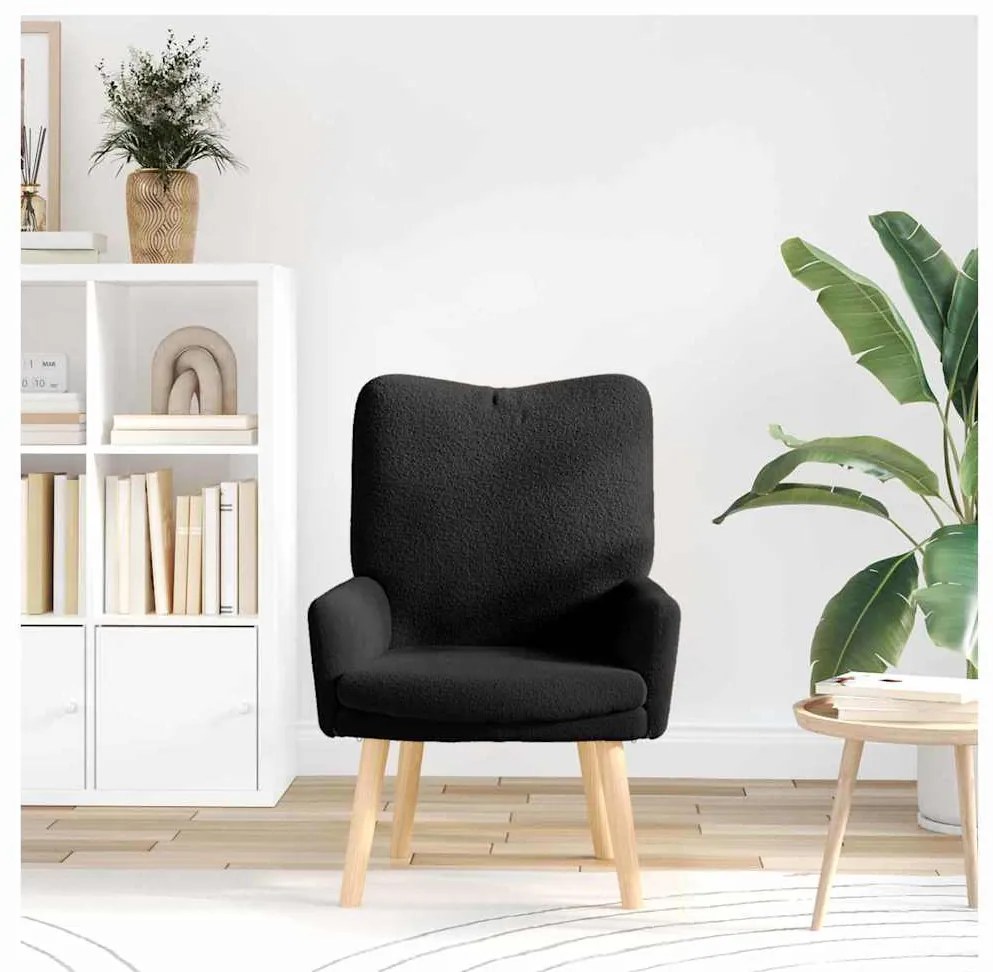 Poltrona Relaxante vidaXL em Tecido com pelo Curto Preto