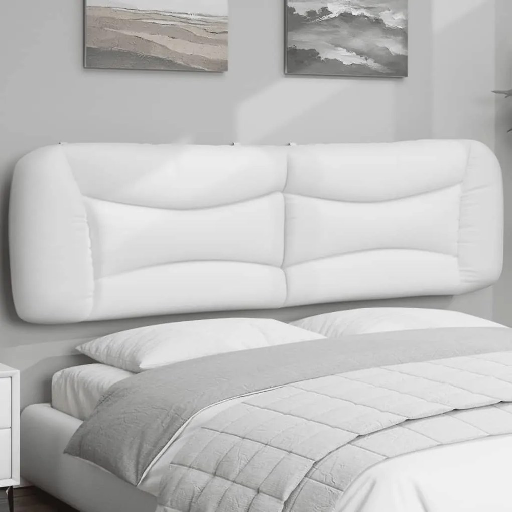 Almofadão de cabeceira 180 cm couro artificial branco