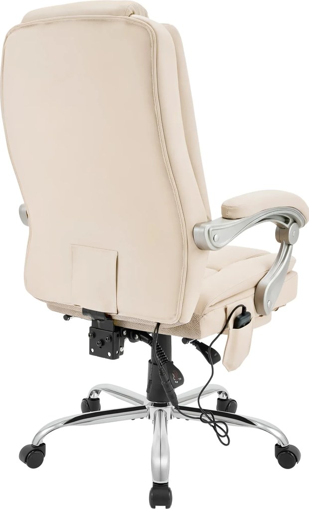 Cadeira de escritório Rubia com função de massagem em couro sintético creme