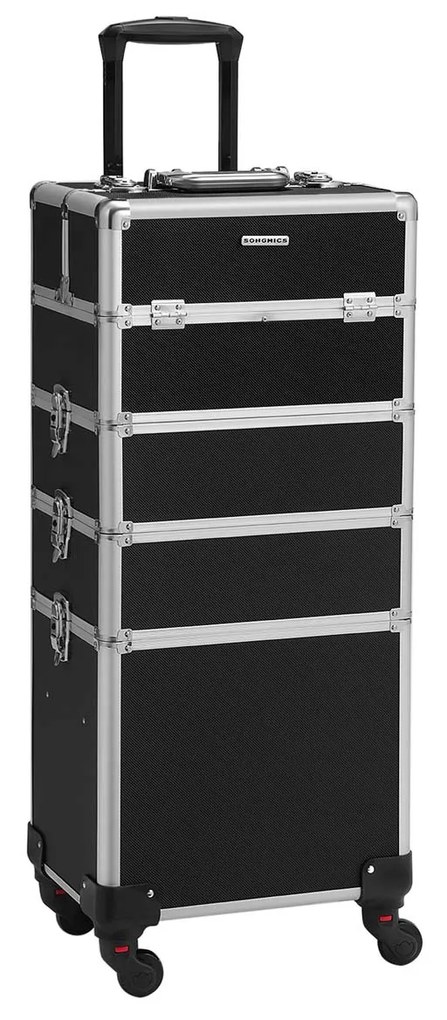 Maleta profissional de maquilhagem com rodas, design 4 em 1 | SONGMICS | 82,5 x 35 x 25 cm | preto | JHZ11BK.