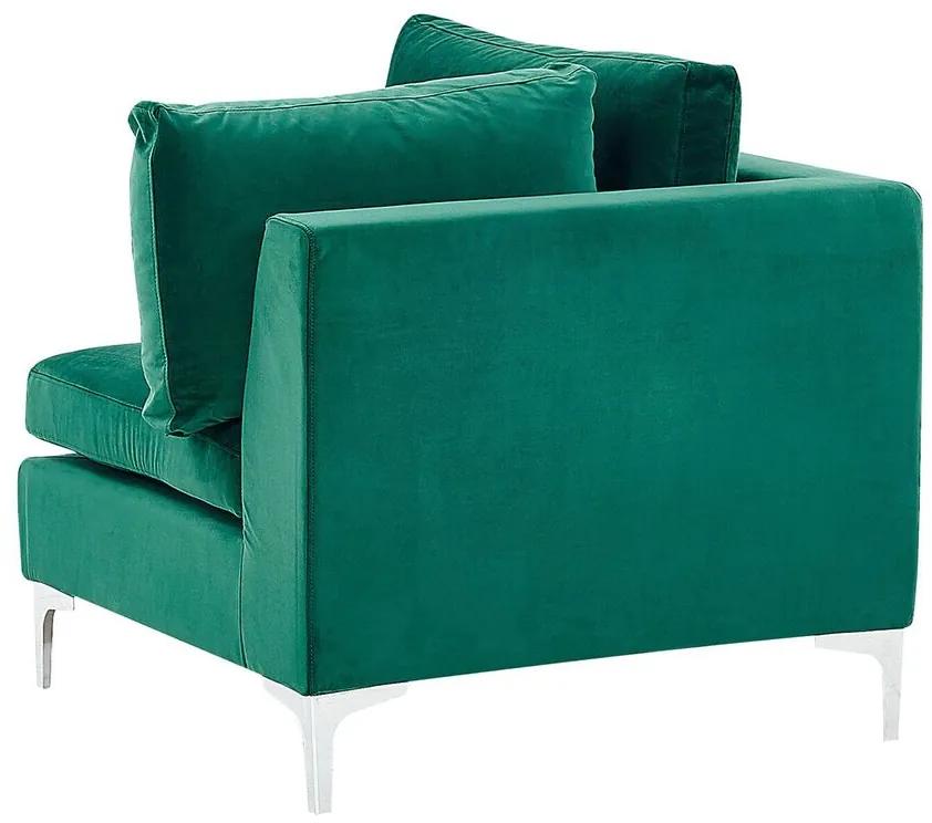 Sofá de canto de 3 lugares em veludo verde com repousa-pés EVJA Beliani