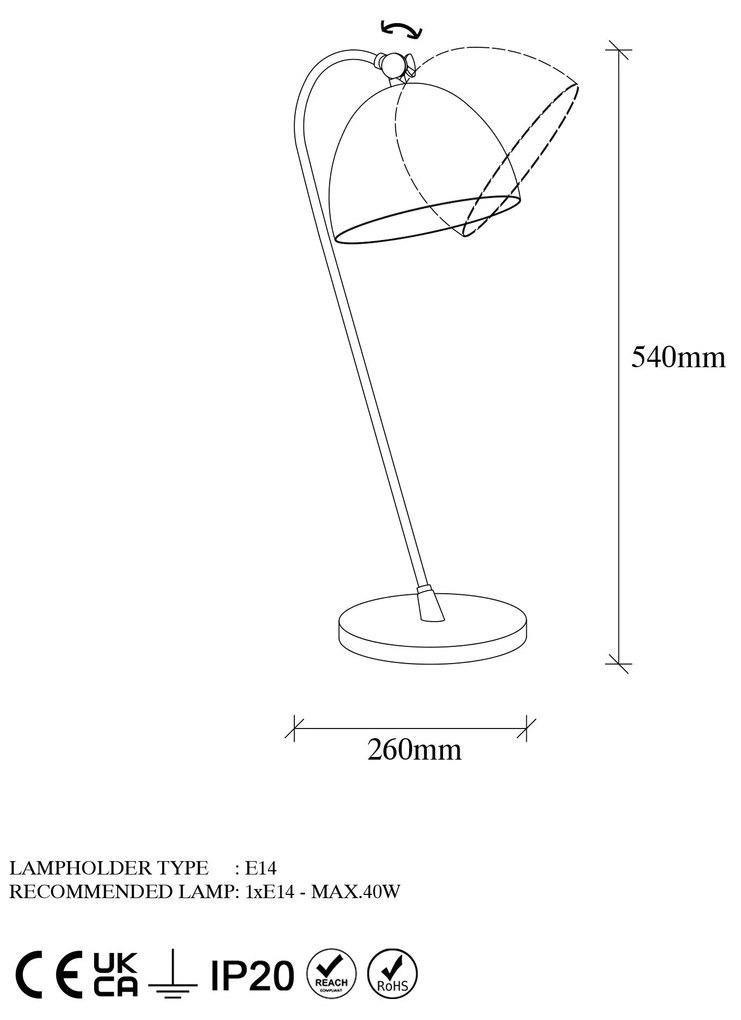 Candeeiro de Mesa Acuka – Dourado – 18 x 26 x 54 cm