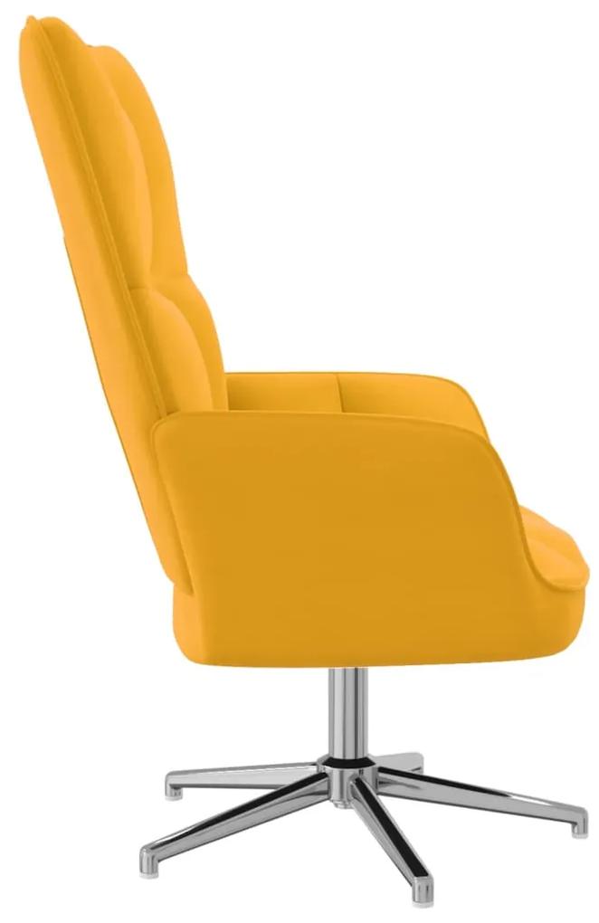 Cadeira de descanso veludo amarelo mostarda