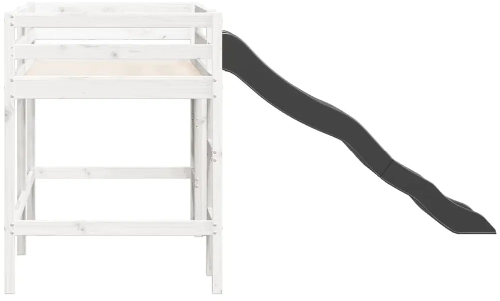 Cama alta p/ criança sem colchão 80x200 cm pinho maciço branco
