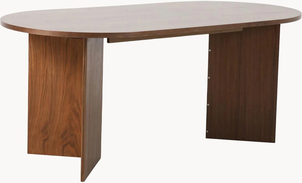 Mesa de jantar oval em folha de carvalho Miranda, 90 x 180 cm