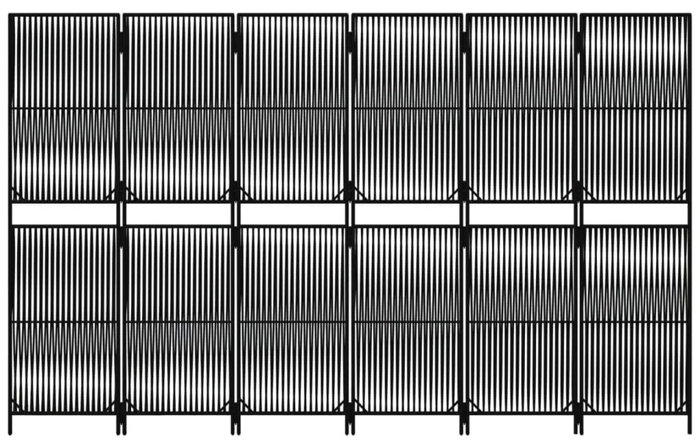 Biombo de divisão 6 painéis vime PE preto
