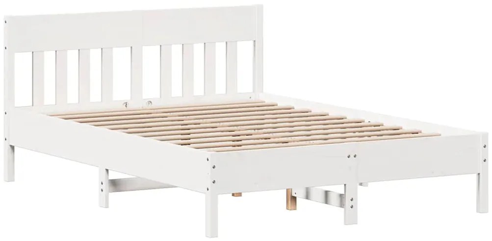 Cama sem colchão 140x200 cm madeira de pinho maciça branco
