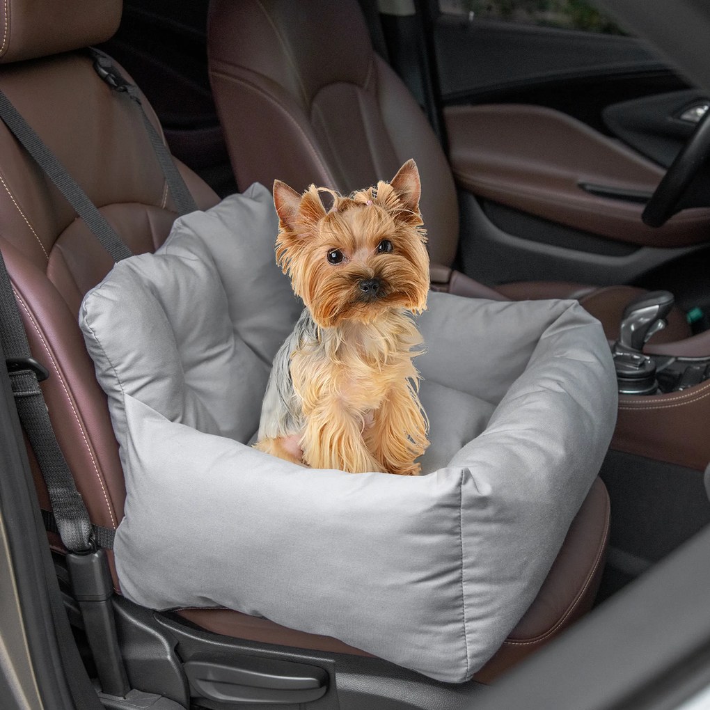Cadeira de carro para animais de estimação - bolsa de transporte acolchoada com algodão e PP espesso com fundo antiderrapante, 50 x 54 x 33 cm, cinzen