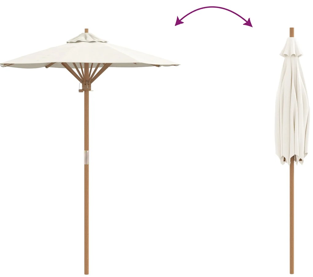 Guarda-sóis de Jardim Branco Creme 150x210 cm Bambu