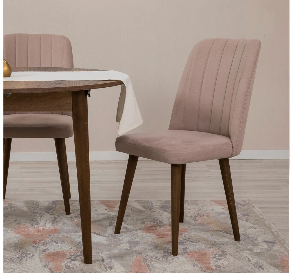 Conjunto de Mesa de Jantar Extensível e Cadeiras Vina – Nogueira – Mes