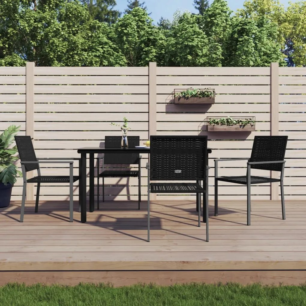 vidaXL 5 pcs conjunto de jantar p/ jardim vime PE e aço
