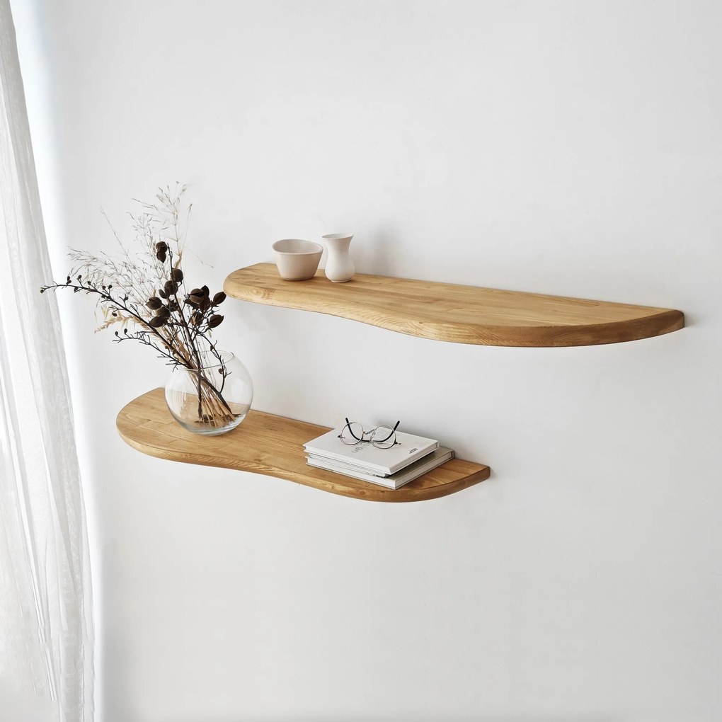 Prateleira de Parede Wavy – Carvalho – 100 cm x 25 cm (2 Peças)