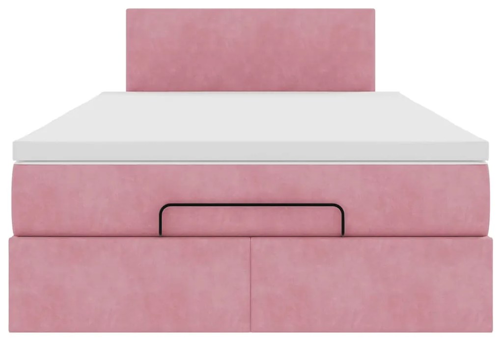 Estrutura de cama otomana com colchão 120x200 cm veludo rosa