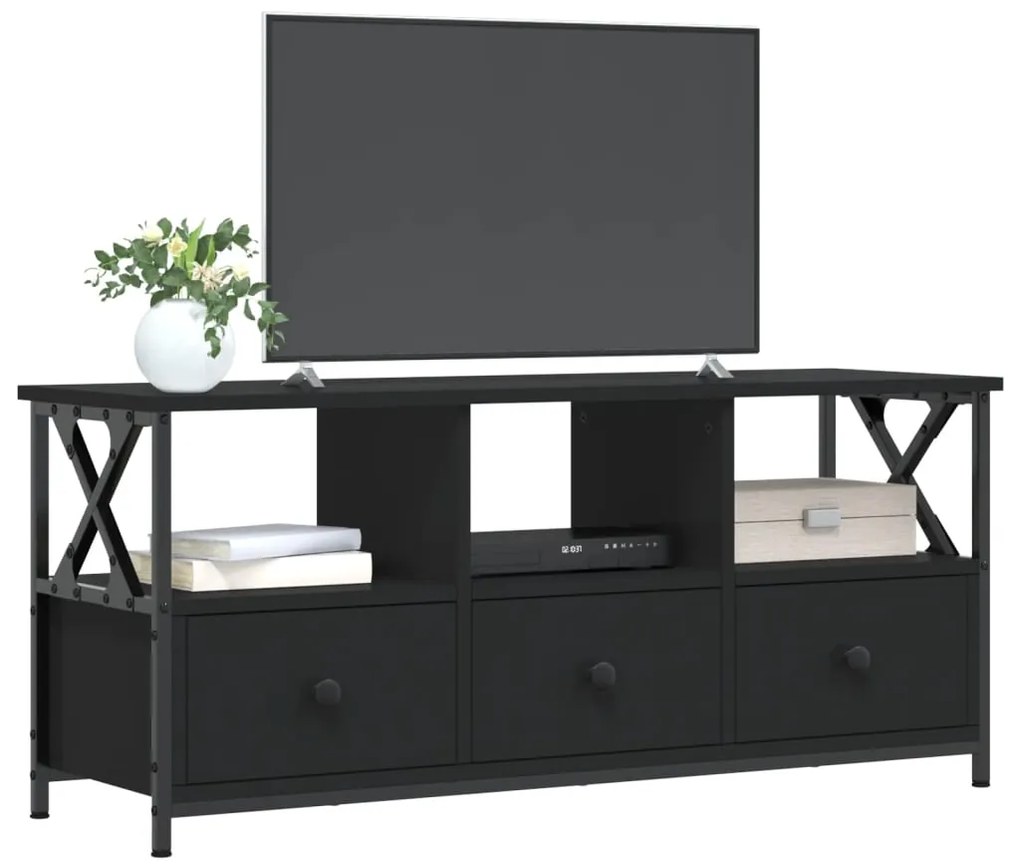 Móvel de TV 102x33x45 cm derivados de madeira e ferro preto