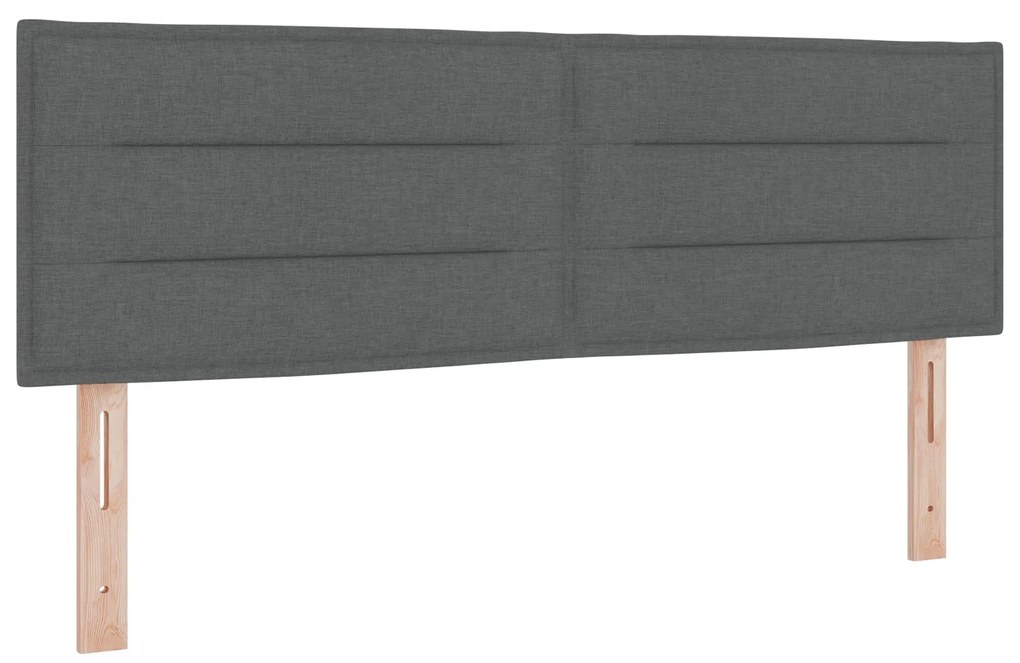 Cama Box com Colchão Cinza Escuro 140x200 cm Tecido, Cabeceira com Des