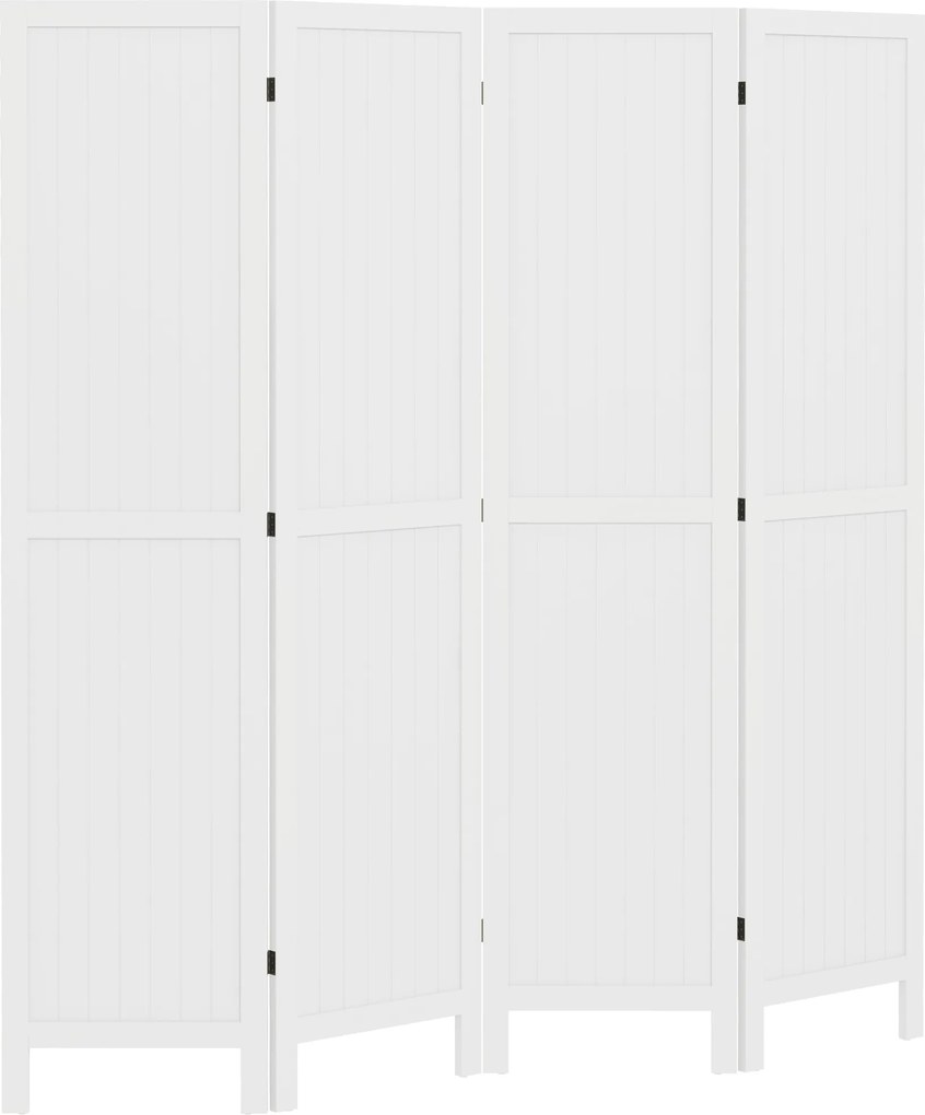 HOMCOM Biombo de Madeira 4 Painéis Dobrável 160x170 cm Branco | Aosom Portugal