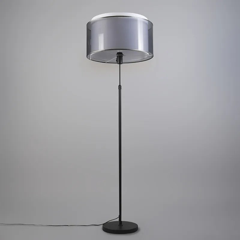 Candeeiro de pé preto com abajur preto/branco 47 cm ajustável - Parte Design,Moderno