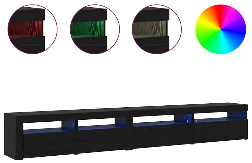 Conjunto de Cabinet de TV vidaXL 3 Peças com Luzes LED Carvalho Preto