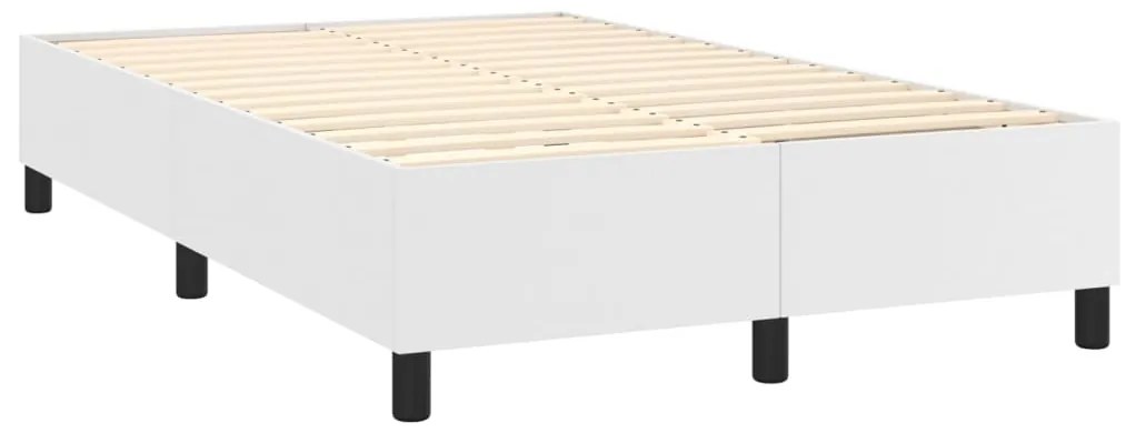 Cama com molas/colchão 120x200 cm couro artificial branco