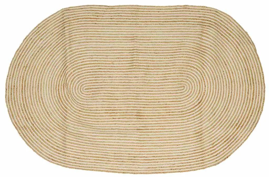 vidaXL Tapete Natural e Branco 152 x 245 cm Juta