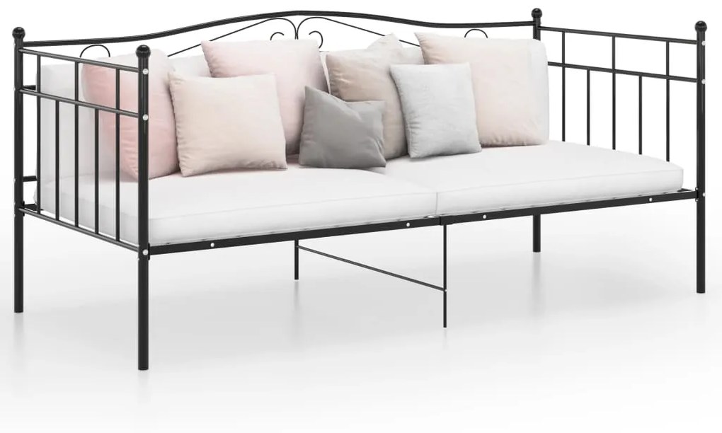 vidaXL Sofá-cama 90x200 cm metal preto
