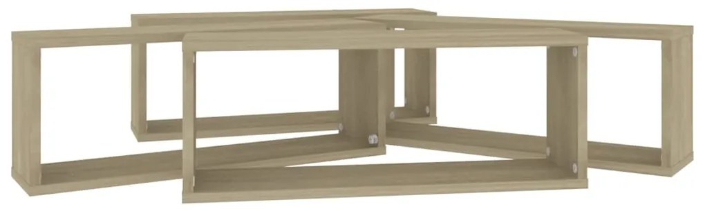 Prateleiras parede forma de cubo 4 pcs carvalho sonoma