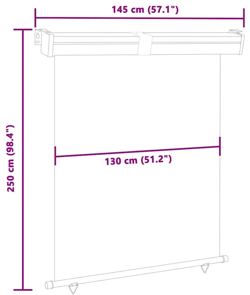 Toldo lateral para varanda 145x250 cm castanho