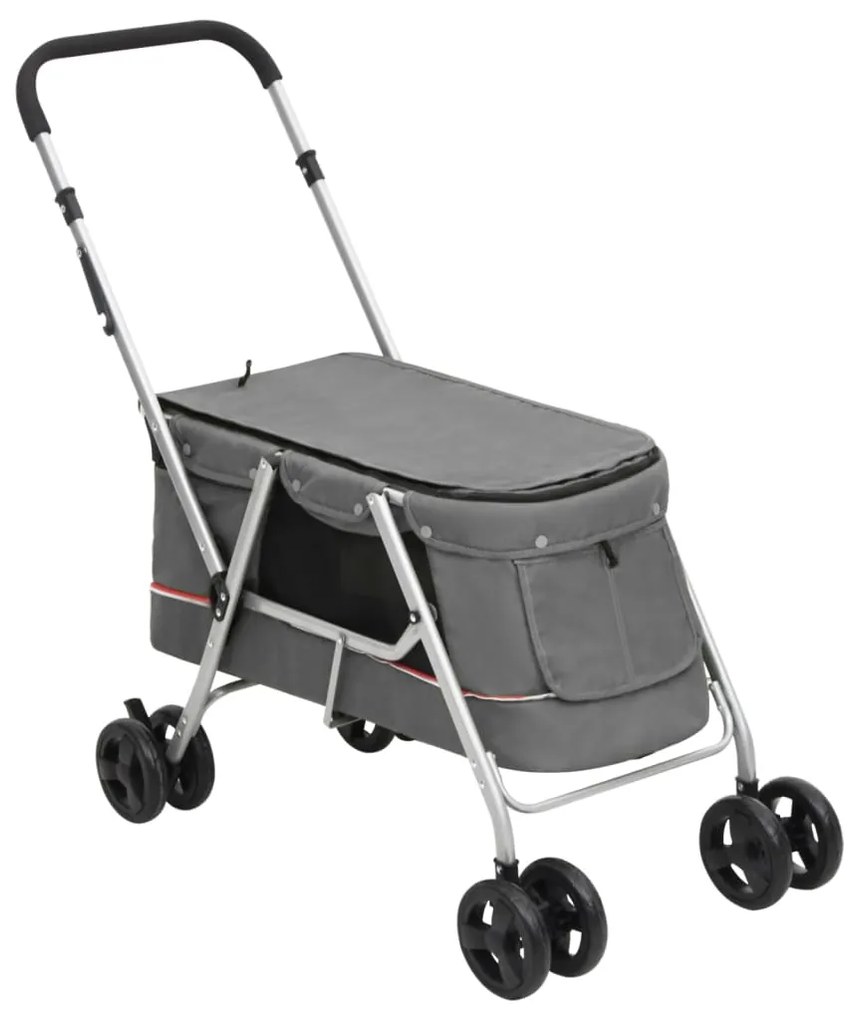 Carrinho dobrável para cães 100x49x96 cm tecido linho cinzento