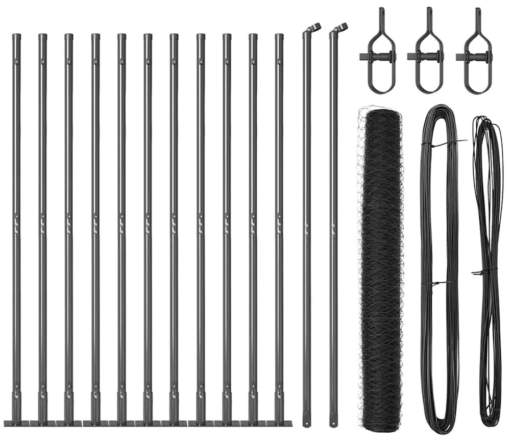 Conjunto de Cercas Conjunto de 2 Cinza Aço 25 x 1,2 m Durável