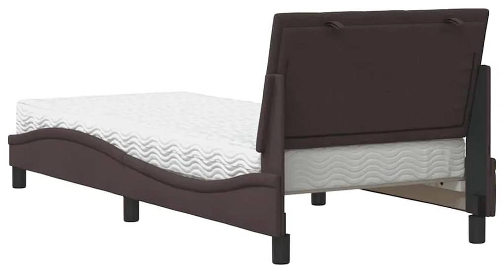 Cama com colchão 80x200 cm tecido castanho-escuro