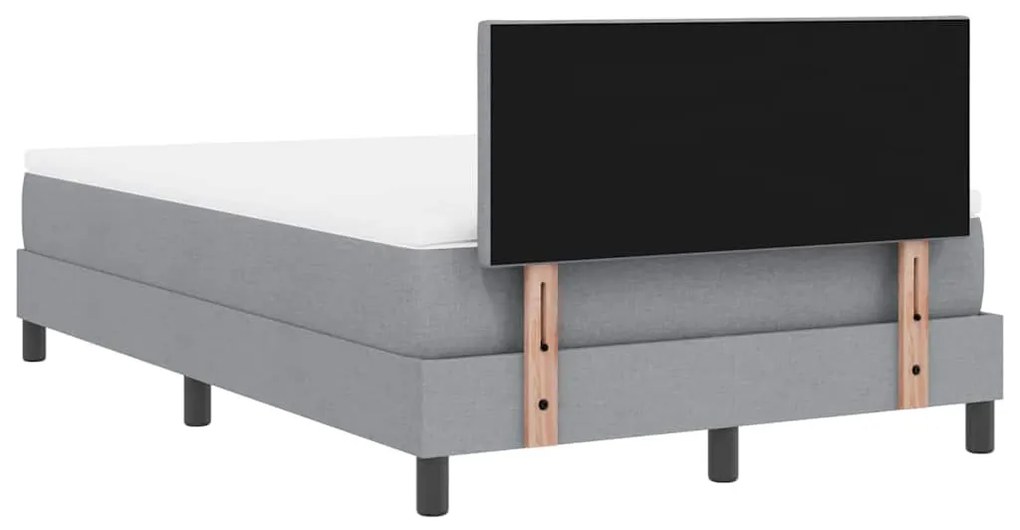 Cama Box Spring com Colchão &amp; LED Cinza Claro 120x190 cm Tecido