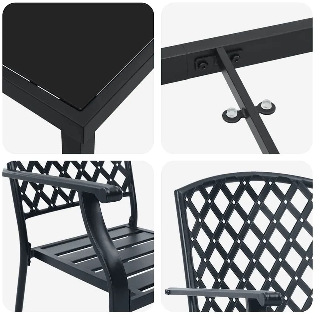 Conjunto de Jantar de Jardim de 5 Peças Anthracite em Aço