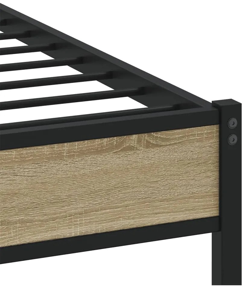Estrutura de cama sem colchão 180x200cm metal carvalho sonoma