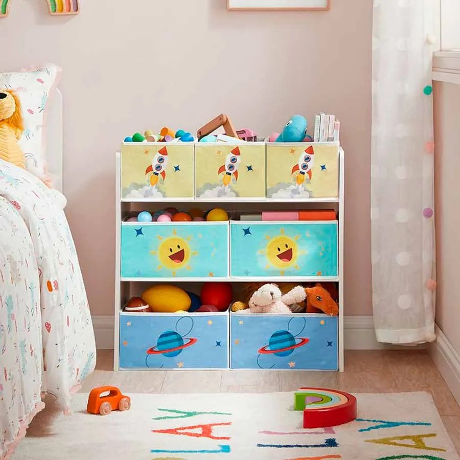 Estante para quarto de criança com 7 caixas 29,5 x 62,5 x 60 cm Multicolorido