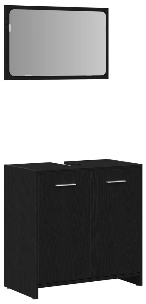 Conjunto de Móveis para Casa de Banho 4 Peças Carvalho Preto Madeira d