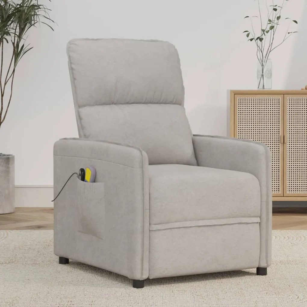 vidaXL Poltrona de massagens elétrica tecido de microfibra cinza-claro