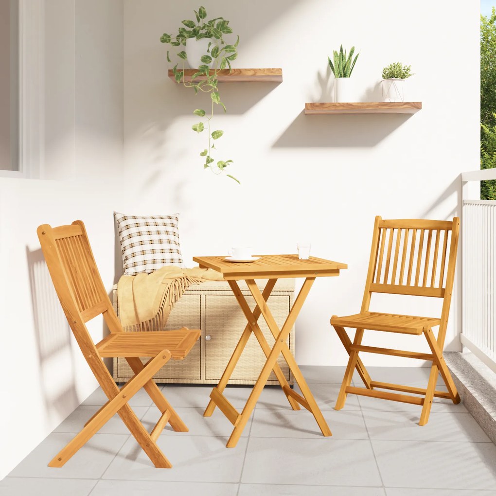 Conjunto de Bistro de Jardim VidaXL com 3 Peças em Madeira Sólida de Acácia