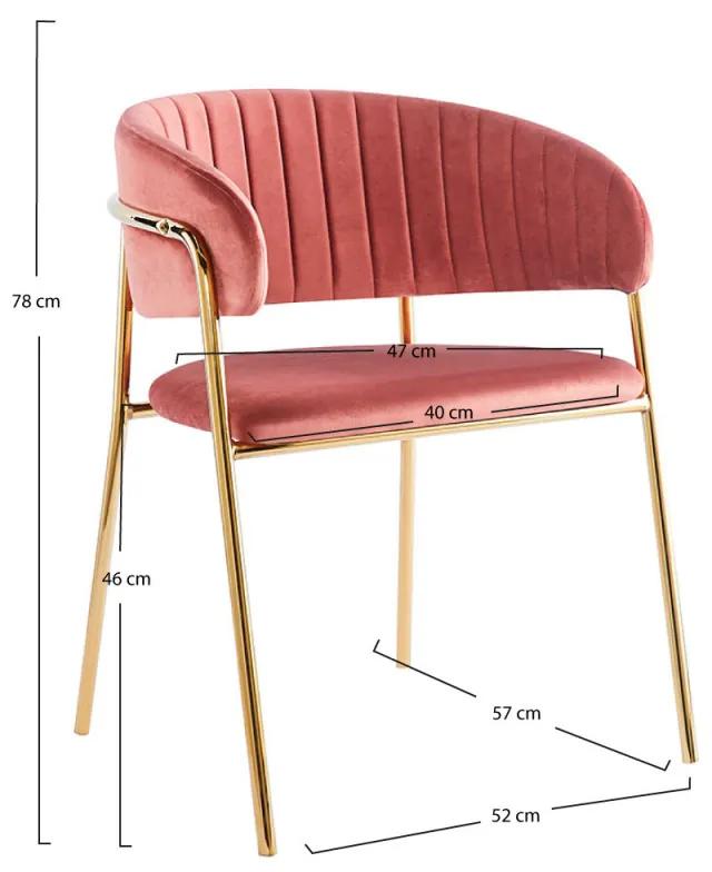 Cadeira Moniel Golden Veludo - Rosa