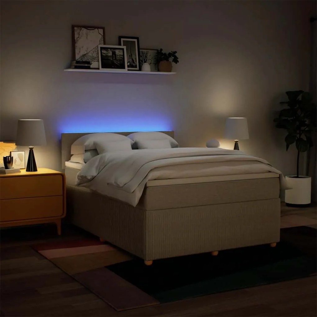 Cama com molas/colchão 140x190 cm tecido cor creme