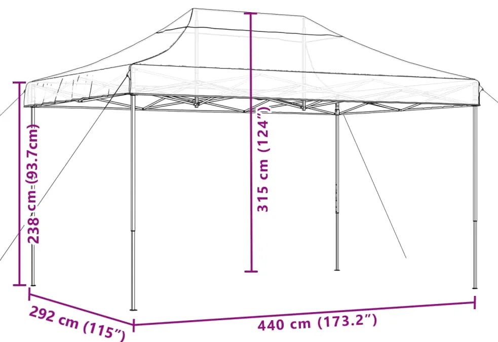 Tenda para festas pop-up dobrável 440x292x315 cm laranja