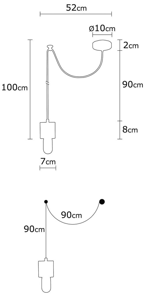 Candeeiro de Teto Xanthos – Preto – 49 cm Diâmetro x 100 cm Altura