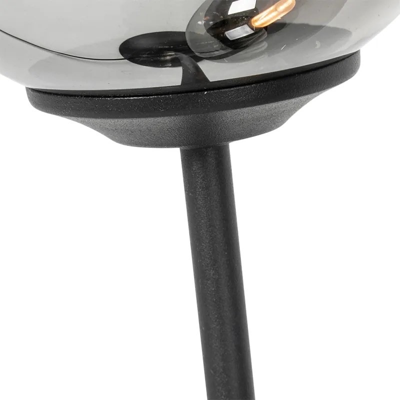 Candeeiro de mesa moderno preto 2 luzes com vidro fumê - Atenas Rústico