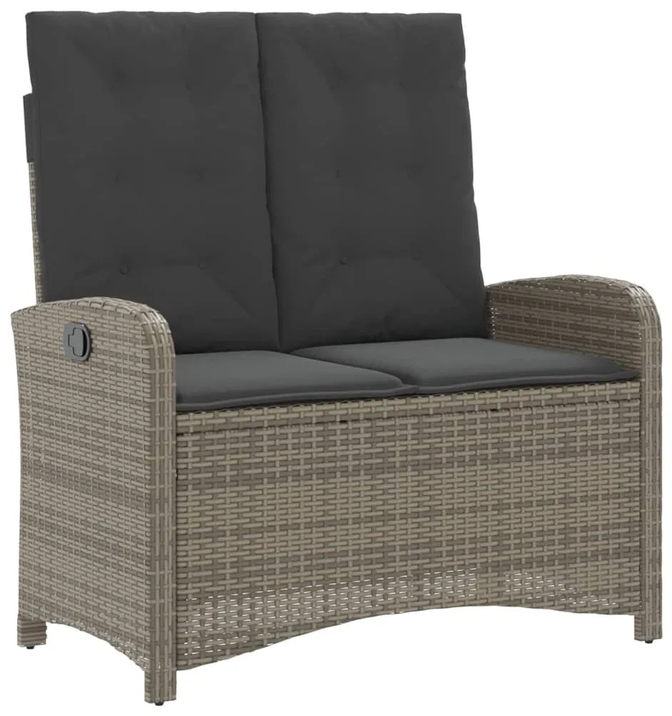 4 pcs conjunto de jantar p/ jardim c/ almofadões vime PE cinza