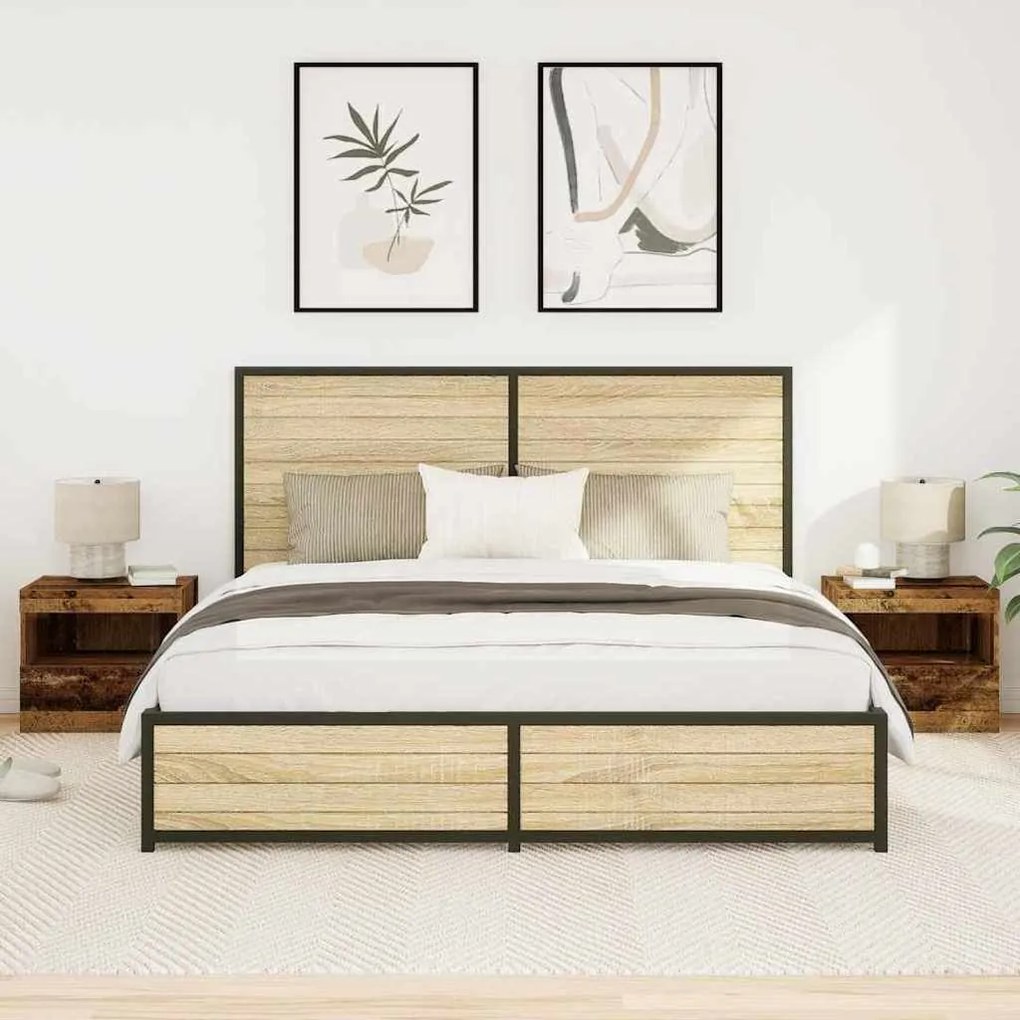 vidaXL Armário de Cabeceira 2 pcs Madeira antiga 50 x 40 x 45 cm