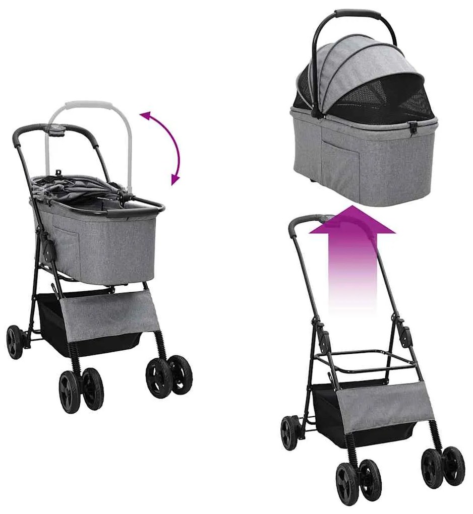 Carrinho de Pet Dobrável Cinzeto 81 x 47 x 99 cm Tecido Oxford