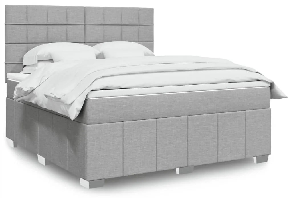 vidaXL Cama com molas/colchão 180x200 cm tecido cinzento-claro