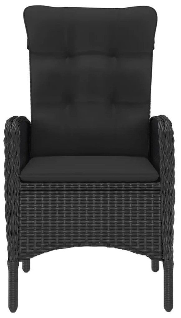 9 pcs conjunto de jantar para jardim vime PE e vidro preto