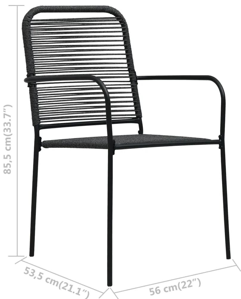 Cadeiras de jardim 2 pcs corda de algodão e aço preto