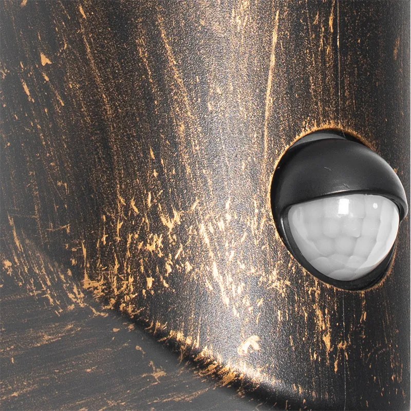 Candeeiro de parede exterior ouro antigo IP54 com sensor de movimento - Kiki