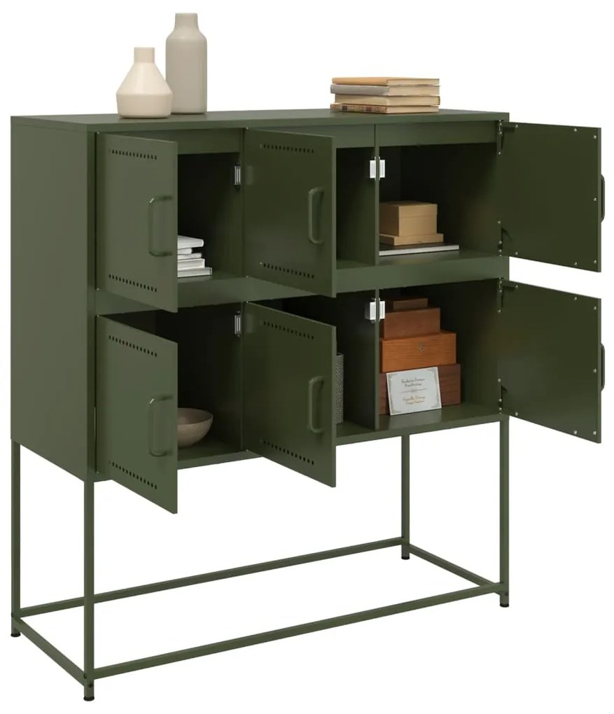 Aparador 100,5x39x107 cm aço verde-azeitona